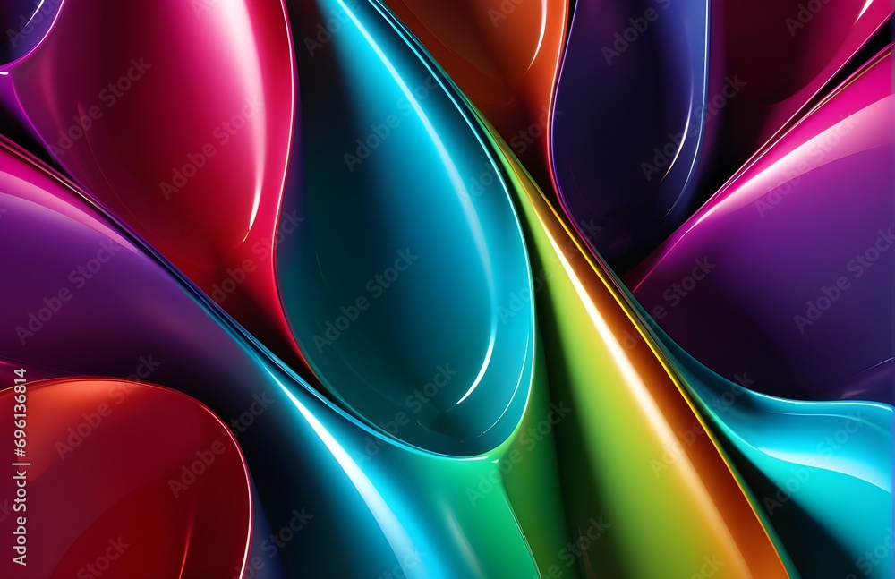 Aufkleber wallpaper abstract background with multicolored wavy lines, 3d rendering