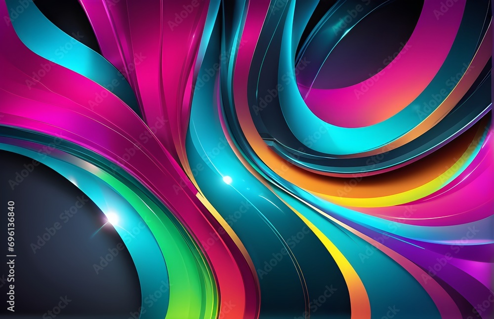 Poster wallpaper abstract background with multicolored wavy lines, 3d rendering