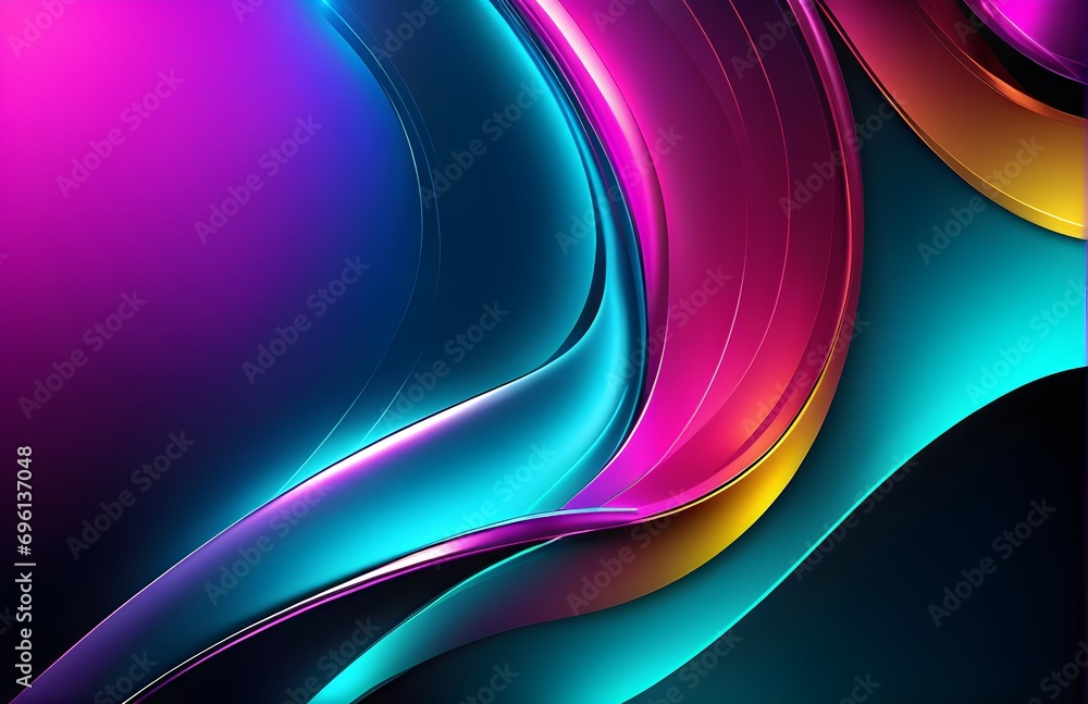 Poster wallpaper abstract background with multicolored wavy lines, 3d rendering