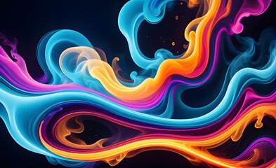 Wallpaper abstract background with multicolored wavy smoke, 3d rendering.