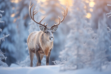 Naklejka na ściany i meble a deer in winter