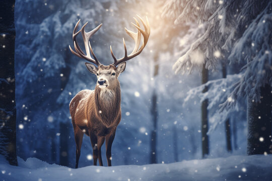 a deer in winter