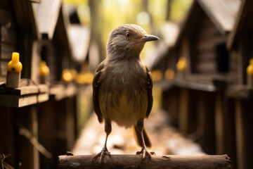 An image of a honeyguide bird leading humans to beehives, exemplifying a unique symbiotic relationship where both species benefit. Generative Ai. - Powered by Adobe