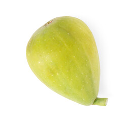 One fresh green fig isolated on white, top view