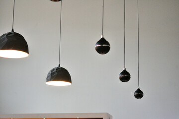 Beautiful hanging lamps in modern interior