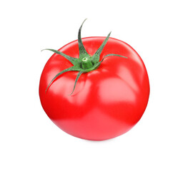One red ripe tomato isolated on white