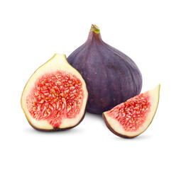 Fresh whole and cut figs isolated on white