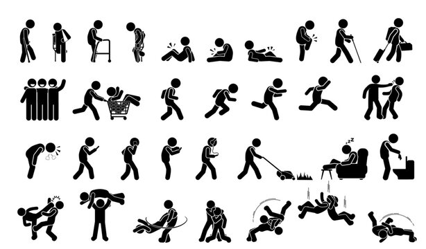 stick figure set, pictogram, stick man.