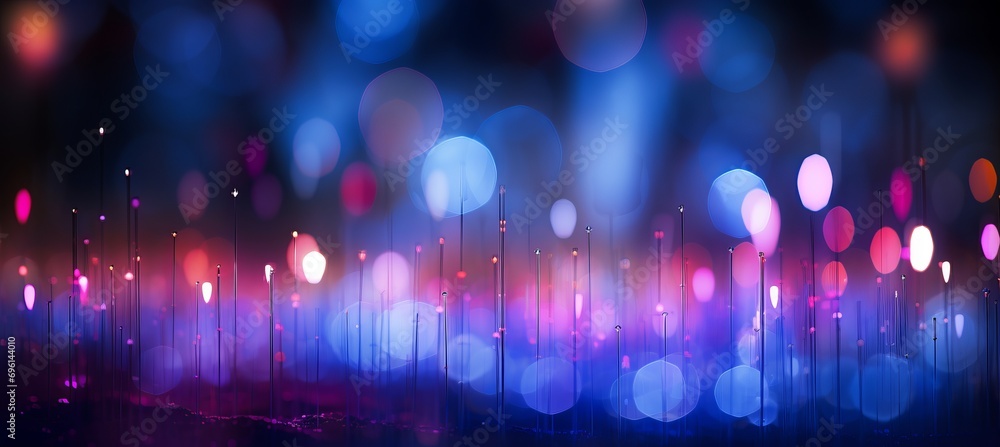 Aufkleber blurred bokeh effect with glowing tech symbols and futuristic visuals in bright colors