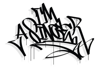 I'M A SINGER word graffiti tag style