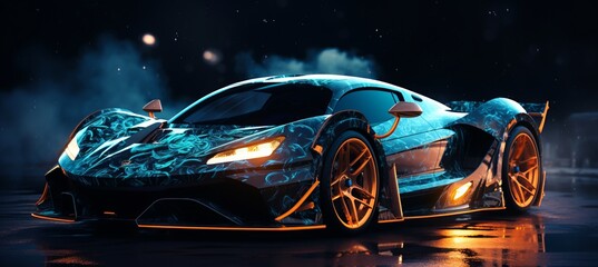 Visually striking blurred bokeh effect with futuristic car concepts and bold automotive branding