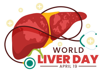 World Liver Day Vector Illustration on April 19th to Raise Global Awareness of Hepatitis and Healthy in Flat Cartoon Background Design