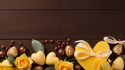 Product display board containing roses, gift boxes, and chocolates