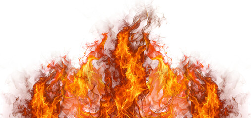 Hot realistic flame particles on transparent background