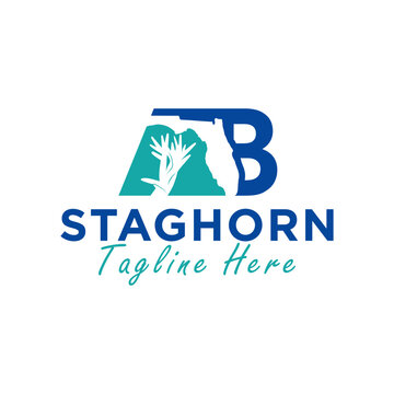 staghorn coral illustration logo with the letter AB