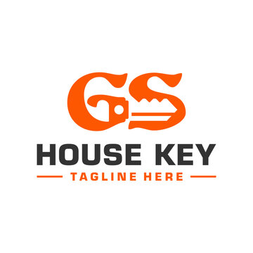 key illustration logo with letter GS