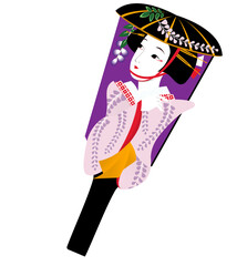 Traditional Japanese Illustration｜Traditional Japanese Illustration｜伝統的なイラスト羽子板｜藤娘｜背景なし