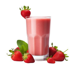 Fresh strawberry smoothie isolated on transparent background