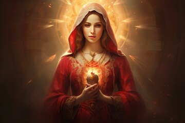 Immaculate Heart of the Holy Mary. - obrazy, fototapety, plakaty