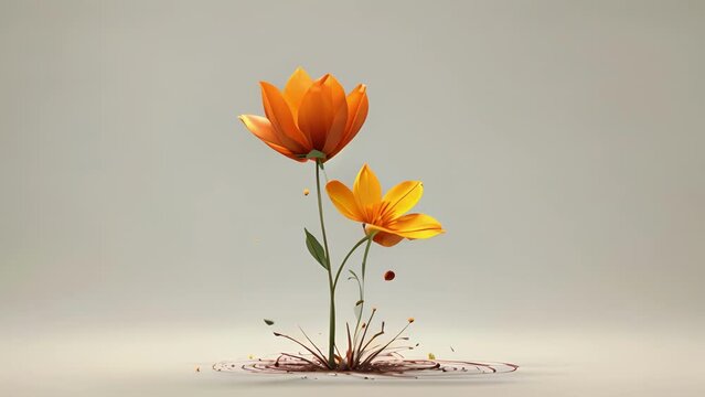 Minimal animation of a single flower blooming and wilting in a continuous cycle, representing the circle of life.
