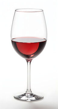 Red wine glass isolated on white background,