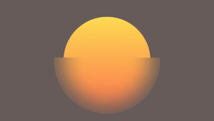 Abstract minimalistic art with half-sphere glowing on a gradient background, symbolizing the setting sun or a conceptual idea.