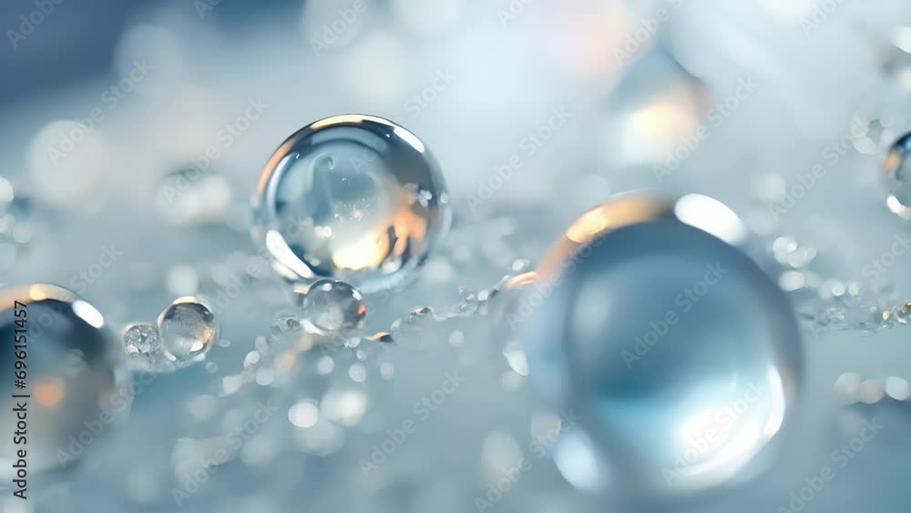 Poster the light reflecting off droplets of seltzer with each drop suspended in time surrounded by efferves