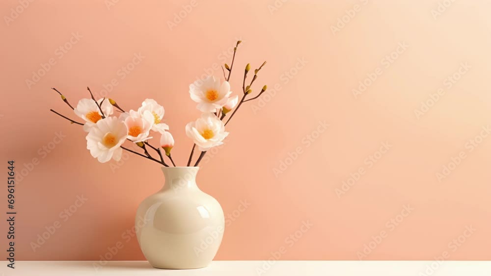 Poster minimalistic view of a serene peach backdrop, evoking a sense of calm and simplicity in its soft ton