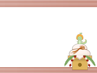 鏡餅に座る辰のフレーム