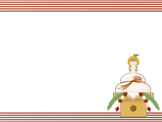 鏡餅に座るハリネズミのフレーム