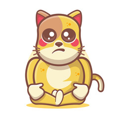 kawaii cat animal character mascot with sad expression isolated cartoon