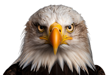 close up eagle on isolated transparent background