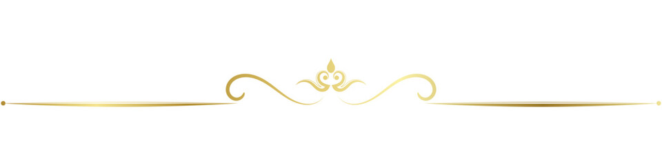 Vintage golden lines floral divider line border border.