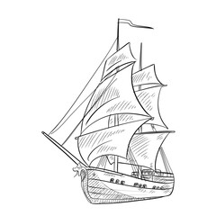 caravel handdrawn illustration