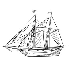 caravel handdrawn illustration