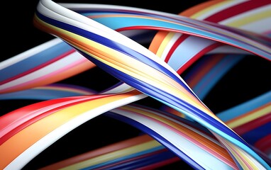 Abstract Colorful Ribbons on Black Background