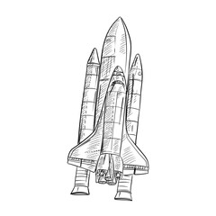 Obraz premium space rocket handdrawn illustration