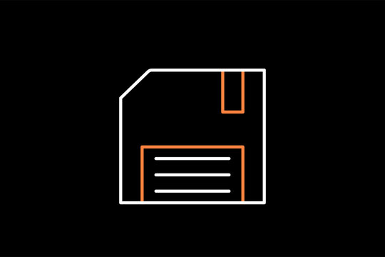 disket icon illustration in dark style. Flat vector illustration.