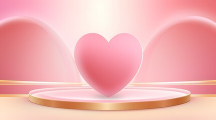 Glowing Heart on Pedestal with Bokeh Hearts Background