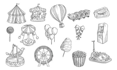 amusement park handdrawn collection