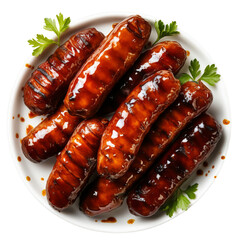Grilled Sausages Isolated On Transparent Background - obrazy, fototapety, plakaty