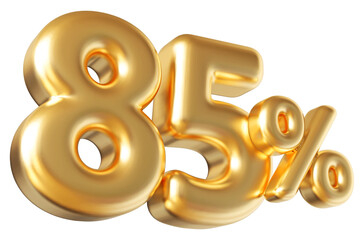 85 percent off sale gold number discount 3d render