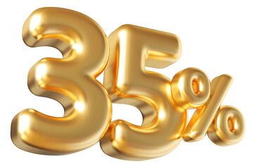 35 percent off sale gold number discount 3d render