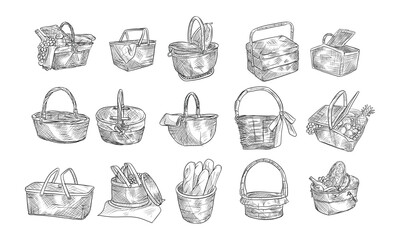 picnic basket handdrawn collection