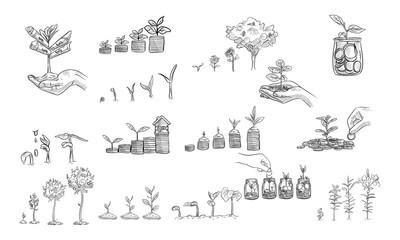 tree growth handdrawn collection