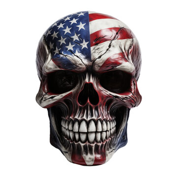 Patriotic Skull Isolated On Transparent Background