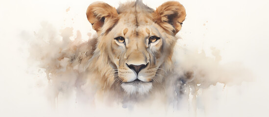 A delicate watercolor rendering of a lioness. generative AI
