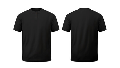 polo plain black t-shirt PNG front view and back view for mockup in transparent background for design display