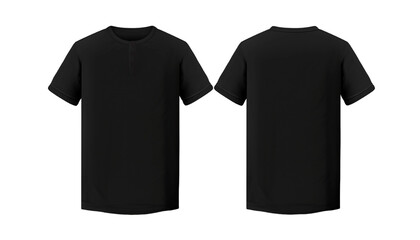 polo plain black t-shirt PNG front view and back view for mockup in transparent background for design display