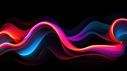 Abstract futuristic background with pink, purple and blue glowing neon wave line .